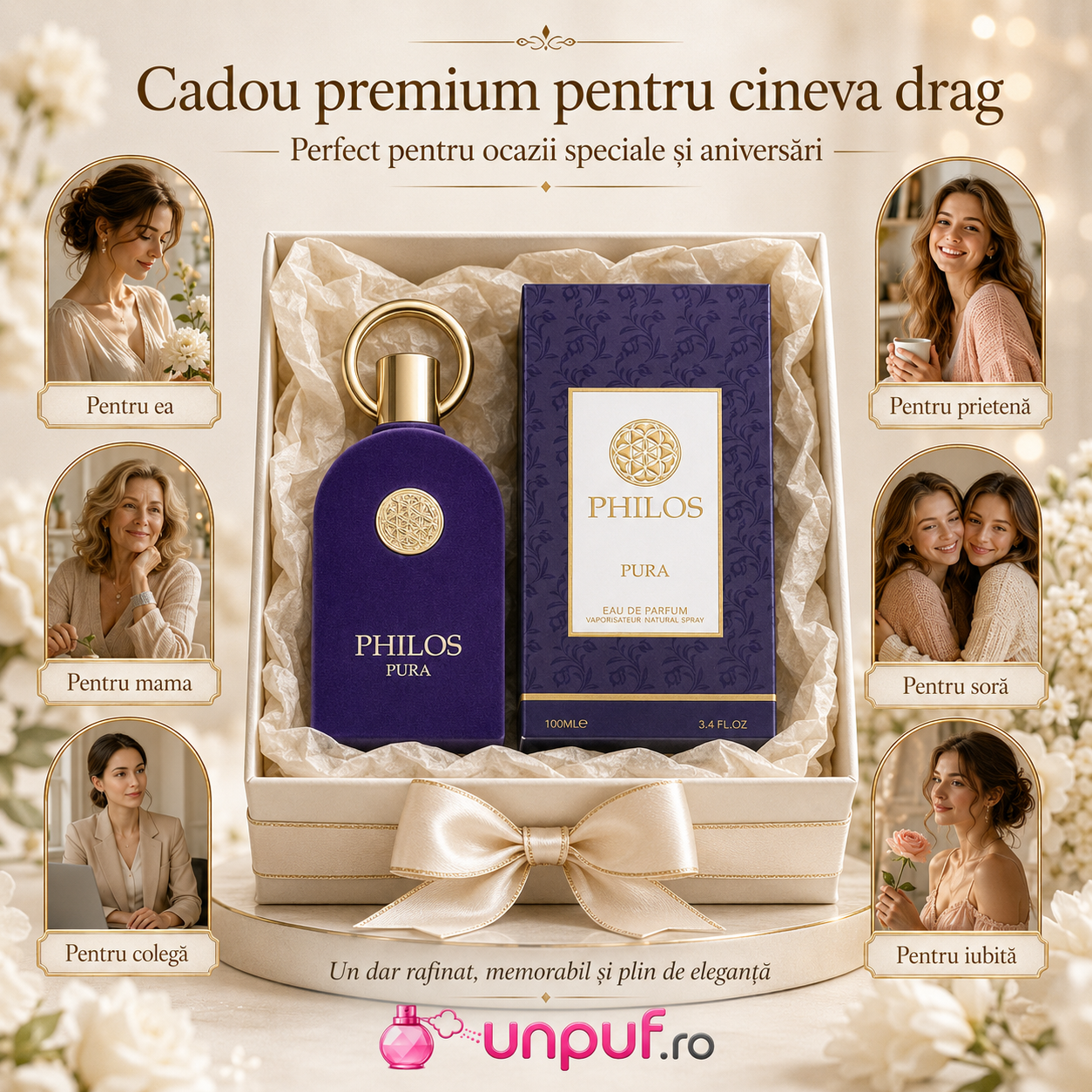 Parfum Arăbesc Maison Alhambra Philos Pura 100 ml, cadou premium pentru ea, mamă, soră, iubită, colegă sau prietenă